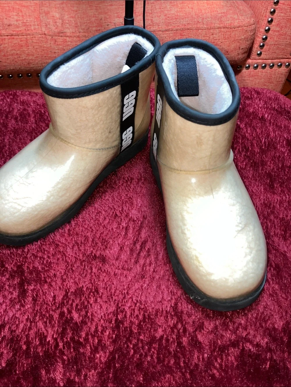 UGG Classic Clear Mini Boots Waterproof Wool-Blend Cream/White /Black